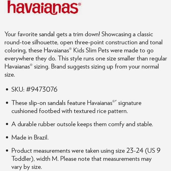 NWT Girl's Havaianas Slim Pets Flip-flops - Picture 7 of 8